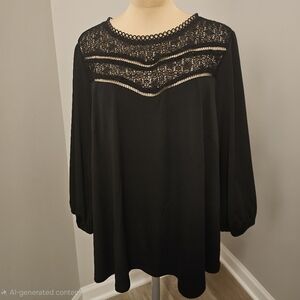 Adrianna Papell NWT Plus Black 3/4 Sleeve Blouse Sz 2 X